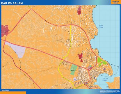 Dar Es Salam wall map