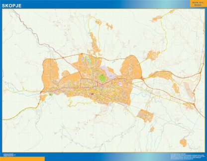 Skopje wall map