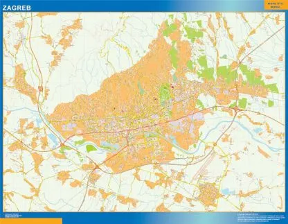 Zagreb wall map